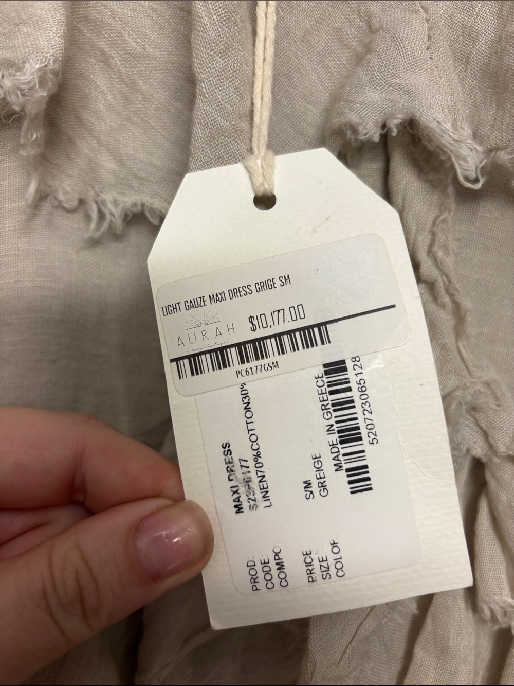 Boho Tiered Ruffle Maxi Dress in Beige — Lightweight Spaghetti-Strap Maxi - Picture 3 of 5